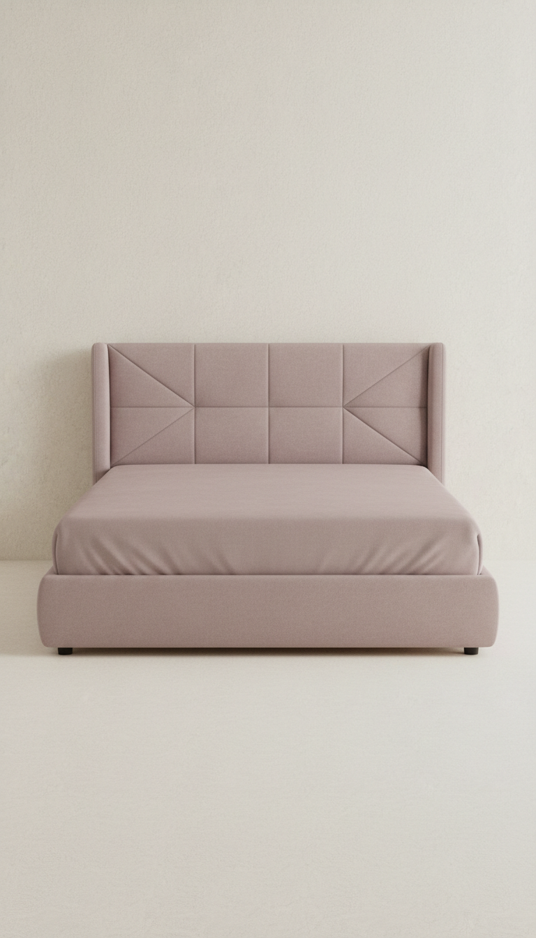 lit capitonné brume mauve