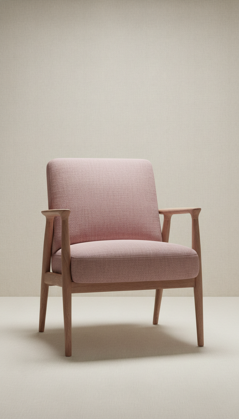 fauteuil accent en bois rose poudré